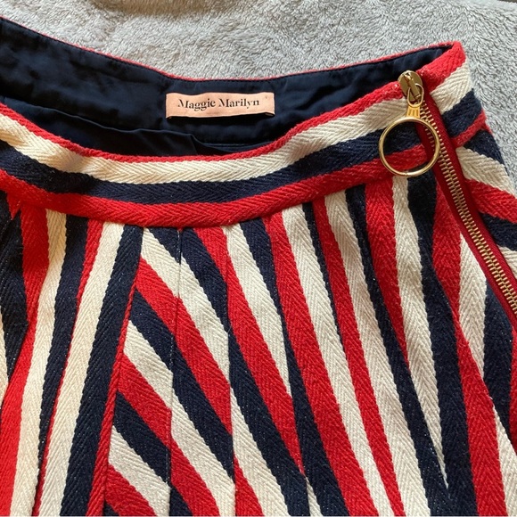 RARE Maggie Marilyn My Darling Striped Red, White, & Blue Mini Skirt - Picture 4 of 13